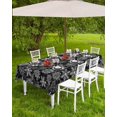 thumbnail image 3 of Black White Snowflake Christmas Outdoor Tablecloth - 60x120 Inch Rectangle Dining Table Cover, Xmas Snowflake Vintage Waterproof Outdoor Table Cloth with Umbrella Hole & Zipper for Patio, 3 of 5