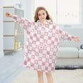 thumbnail image 5 of FORMRS Wearable Blanket Hoodie with Sleeves for Kids Cozy Flannel Sweatshirt, Pink Checkered Heart, 5 of 7