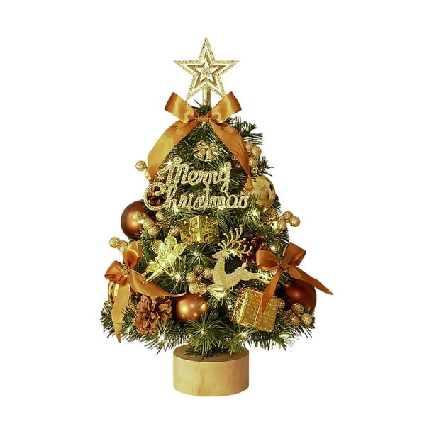 Advancent Pequeños adornos de escritorio crean un ambiente festivo con efectos de iluminación, el mini árbol de Navidad es un regalo Kits de decoración para fiestas 45cmOro