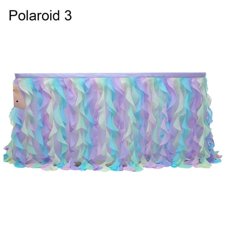 

NUOH Waterproof Table Skirt Anti-wrinkle Net Yarn Shiny Romantic Fluffy Table Skirt Party Supplies