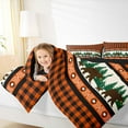 thumbnail image 4 of Manfei Jungle Bear Pine Queen Comforter Set,Rustic Western Aztec Bedding Sets,Orange Black Grid Bedding Comforter Set For Boy,Microfiber Bedroom Decor Reversible,3-Piece, 4 of 8