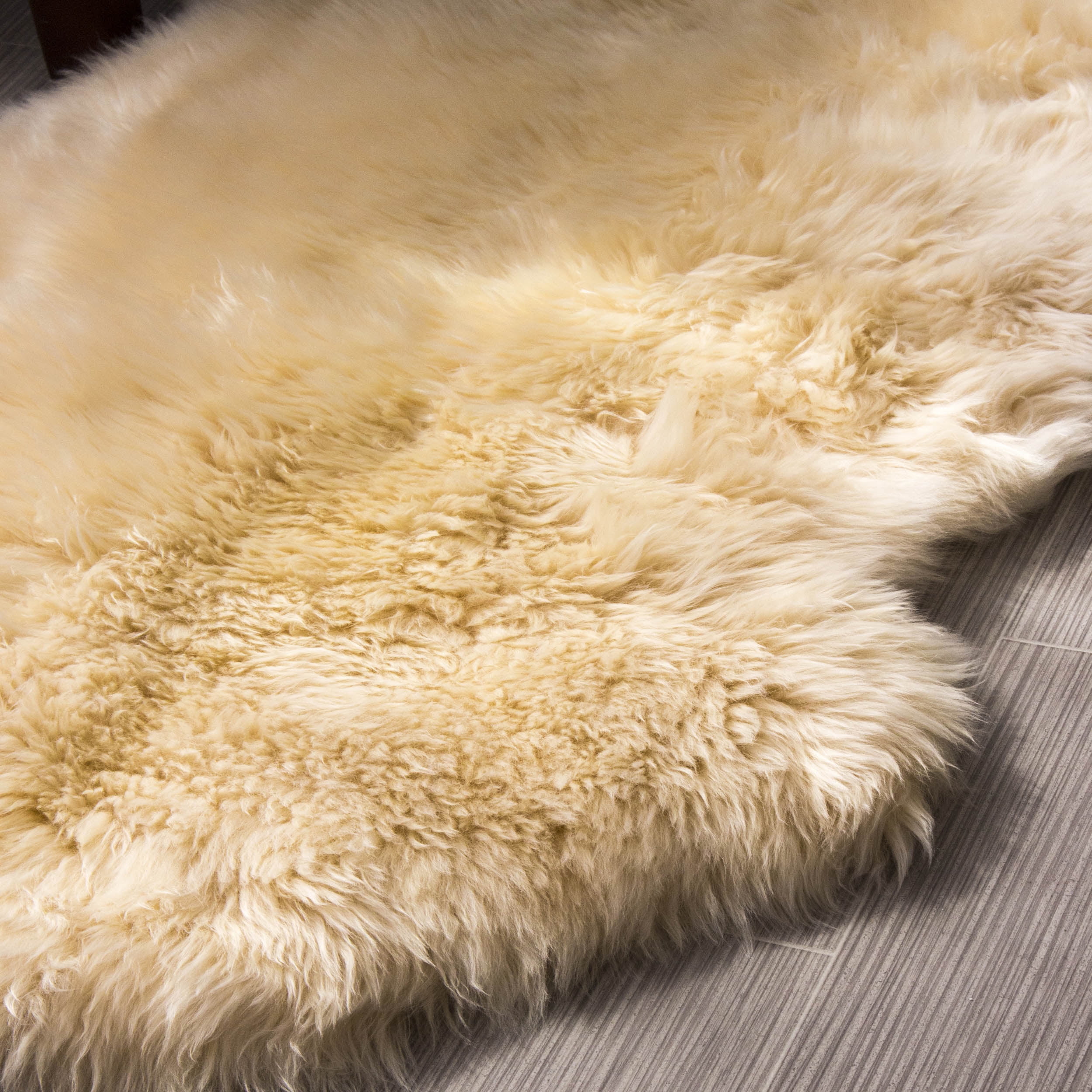 Genuine Sheepskin Rug Extra Soft Natural Pelt Champagne , Double Pelt 2' X 6'