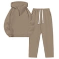 thumbnail image 6 of Zynoxe Womens Two Piece Sweatsuits Sets Casual Solid Color Zipper Hoodies and Wide Leg Pants Lounge Sets Trendy Soft Comfortable Matching Outfit Khaki S, 6 of 6