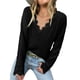 thumbnail image 5 of Suéter De Mujer Con Cuello En V, Prendas De Punto De Mujer Con Nervaduras Respetuosas Con La Piel De Color Puro Para Ir De Compras, 5 of 6