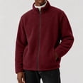 thumbnail image 2 of hoksml Men s Solid Fleece Zip Up Jacket Stand Collar Long Sleeve Sherpa Coat for Fall Winter Daily Work Comfort, 2 of 8