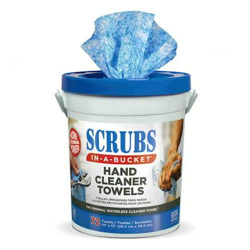 Scrubs Hand Cleaning Towels, 10 in x 12 in, Scrubs-in-a-Bucket, 72 Wipes/Bucket, Aloe/Vitamin E, Citrus