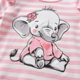 thumbnail image 4 of Baby Girl Clothes Long Sleeve Striped Animal Style Tops Elephant Printed Pants Outfit Set Pink 0-3 Months, 4 of 6