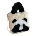 thumbnail image 2 of Bolso de mano de peluche de panda, bolso de hombro, bolso cruzado, bolso tote, estuche, cartera con cadena, blanco, 2 of 9