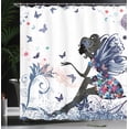 thumbnail image 3 of Ambesonne Fantasy Shower Curtain, Spring Wings Floral Print, 69"Wx70"L, Navy Blue, 3 of 4