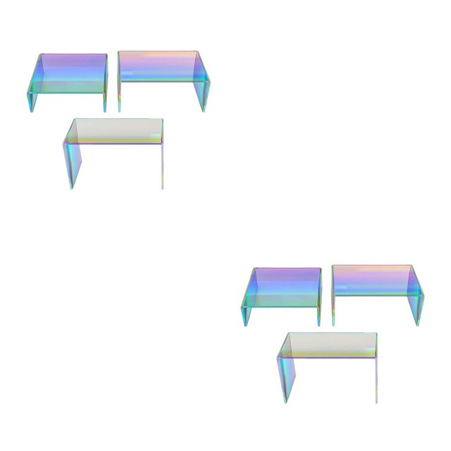 tredstone Stylish Rainbow Acrylic Display Stand for Buffets Jewelry and Retail Dazzle Customers Riser Shelf Rainbow Color 3 pcs/set 2Set