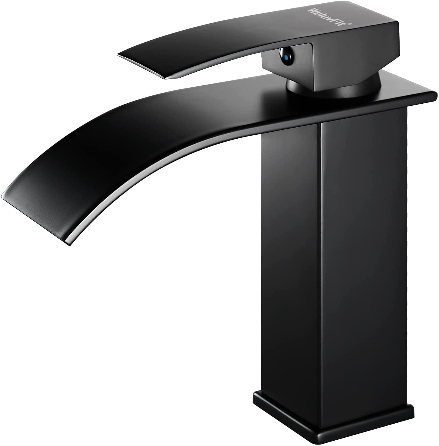 WeluvFit Black Waterfall Spout Bathroom Faucet, Single Handle Bathroom ...