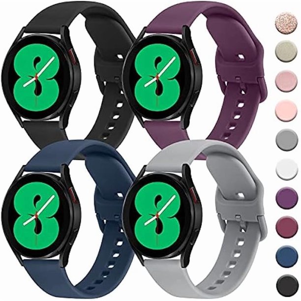 Chenchen 4 PACK Bands Compatible with Samsung Galaxy Watch 4 40mm 44mm/ 4 Classic 42mm 46mm, 20mm Adjustable Silicone Sport Replacement Strap for Samsung Galaxy Watch 7/6 / 5/4 / FE Band Women Men