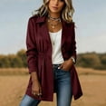 thumbnail image 6 of Zynoxe Women's Mid Length Windbreaker Jackets Comfort Elastic Waist Long Sleeve Outdoor Jacket Trendy Lapel Collar Button Down Jacket Lightweight Versatile Solid Color Trench Coat with Pockets XL, 6 of 9