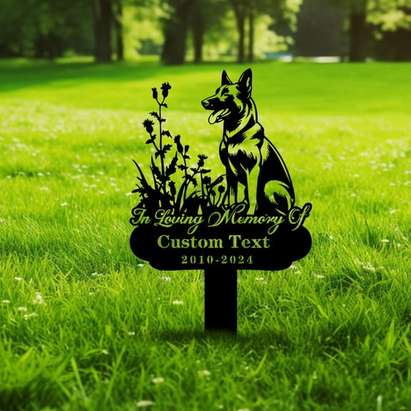 Custom Belgian Malinois Memorial Stake Metal Sign - Personalized Belgian Dog Metal Name Sign With Stake - Dog Pet Metal Stake