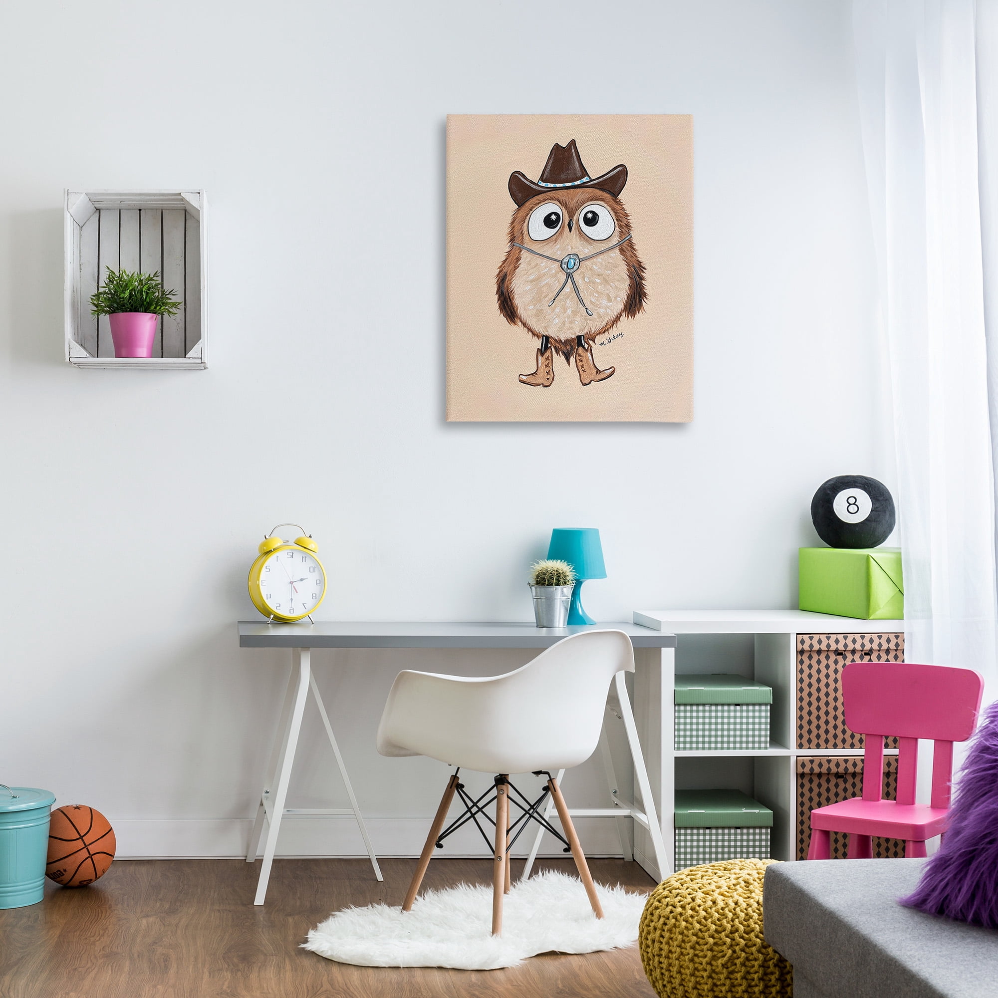 Stupell Industries Southwestern Cowboy Owl Animals & Insects Painting Gallery Wrapped Canvas Art Print Wall Art, 30 x 40