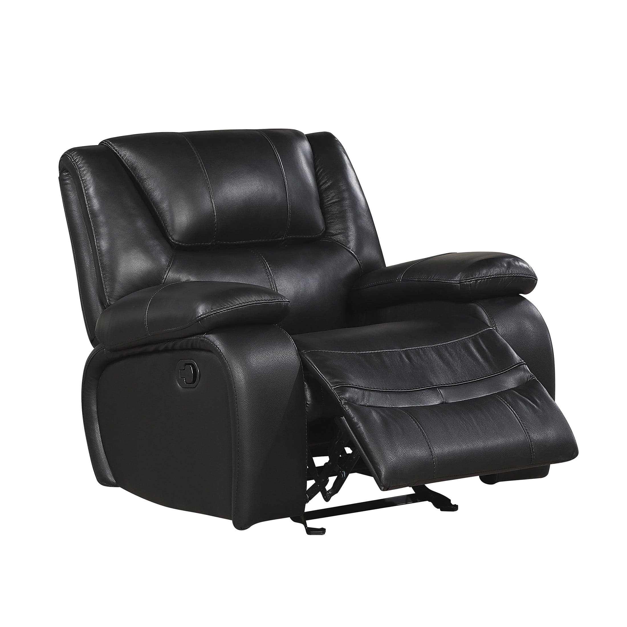 OakvillePark Arlisse Leather Match Manual Glider Reclining Chair, Black
