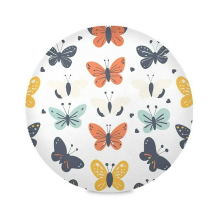 

Round Plate Mat 15.4x15.4 Inchesx6 Placemat Table Mat Kitchen Mat Coffee Mat Fabric Thick Strong Wear-Resistant Heat Resistance Colorful Cartoon Butterfly1