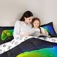 thumbnail image 5 of Homewish Video Game Full Size Comforter Sets 3-Piece for Female Men Adults,Abstract Gradient Hexagon Bedding Comforter Set,Ombre Honeycomb Gamepads Lightweight Bedding Sets,Microfiber Bedroom Decor, 5 of 8