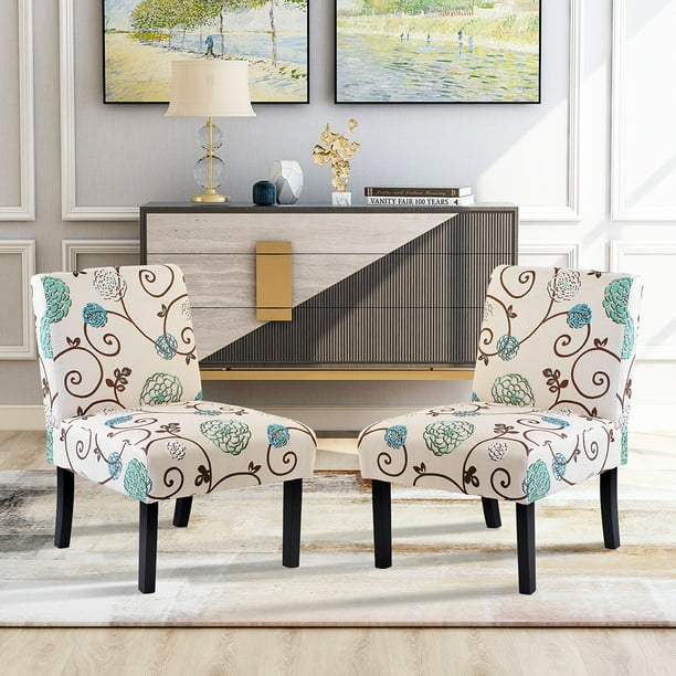 Zewfffr Upholstered Accent Armless Living Room Chair Set Of 2 Beige Fl Pp193595aac Com Zewfffr Upholstered Accent Armless, Accent Chair Set Of 2 Under 100