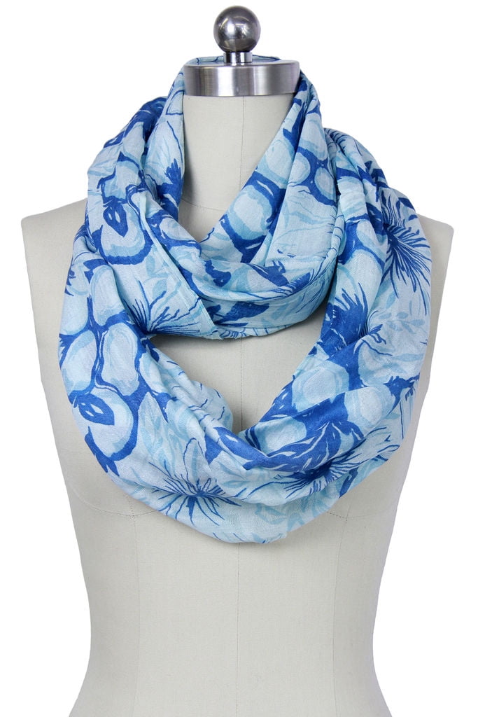 Infinity Scarf Jersey Or Chiffon Blue Water Drops Unisex Fashion Loop Scarves 