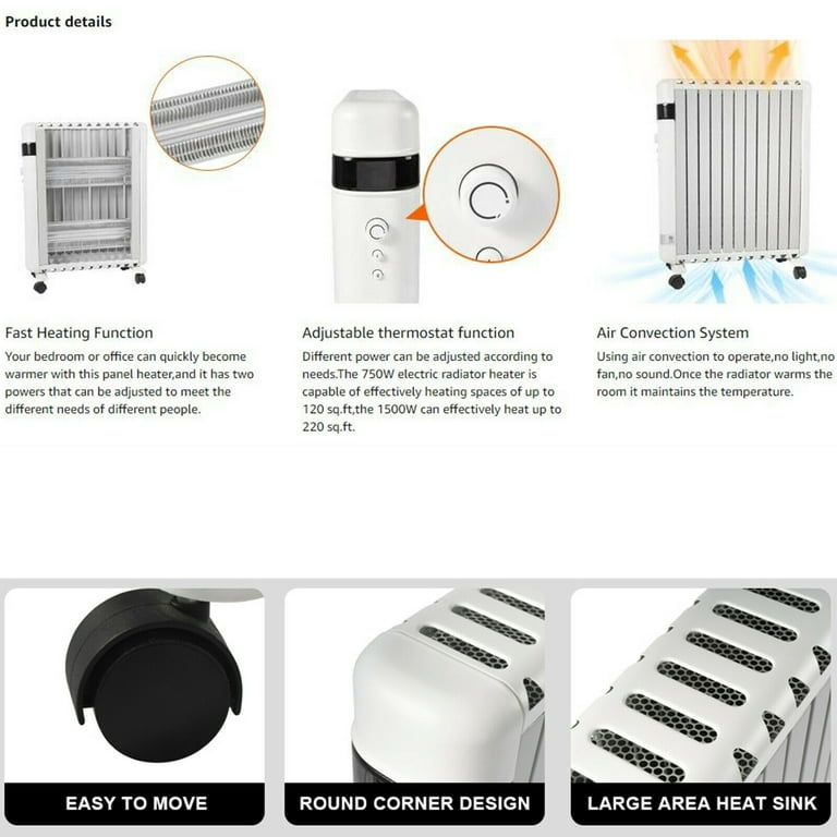 LELINTA Space Heater, 750W/1500W Oil Filled Radiator Electric Heater with  Digital Thermostat, w/ Wheels, 24 Hrs Timer u0026 Remote, Portable Heater for  Full Room Indoor - Walmart.com