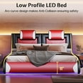 thumbnail image 5 of VanAcc Queen Floating Bed Frame With LED Lights, Modern Faux Leather Upholstered Platform Bed, Red, 5 of 8