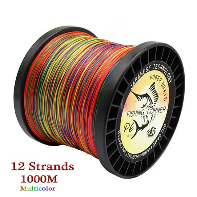 12 Strands Braided Fishing Line 300mm 500m PE Multifilament Multicolor Line Super Strong Japan Fish Line Saltwater Fishing Wire 12Strands1000m Multi 2-0.245mm-40LB