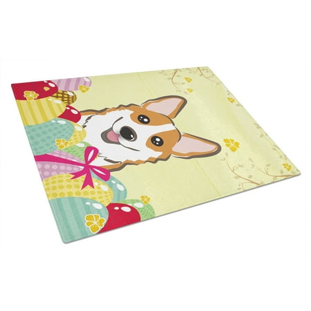 

Caroline s Treasures Red Corgi Easter Egg Hunt Glass Cutting Board Large