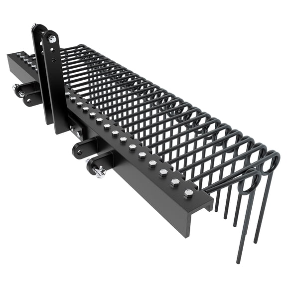 72 Inches Pine Straw Needle Rake,Durable Powder Coated 3 Point Straw Rake,Steel Spring Landscape Rake Fit for Cat0,Cat1,Cat3 Tractors