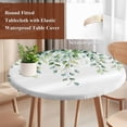 thumbnail image 3 of Spring Eucalyptus Leaves Round Tablecloth 36-44 Inch Round Fitted Table Cloth with Elastic Edge, Botanical Summer Waterproof Table Cover Protector for Outdoor Picnic Party Dining, 3 of 6