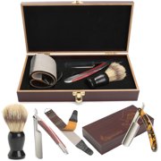 Mrosaa 440 Steel Cut Throat Straight Razor W/ Shaving Brush Strop Wooden Box Gift Set