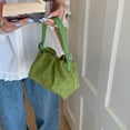 thumbnail image 4 of HUISZJ Faux Suede Shoulder Bag, Shoulder Bag with Adjustable Strap, Crossbody Bag Drawstring Top Handle Bag for Travel Winter Fall (Green), 4 of 10