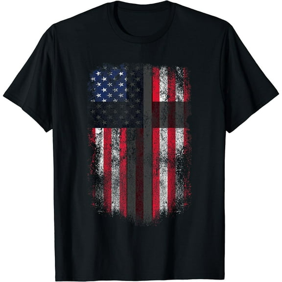 American Flag Cross for Patriotic USA Christians God Faith T-Shirt