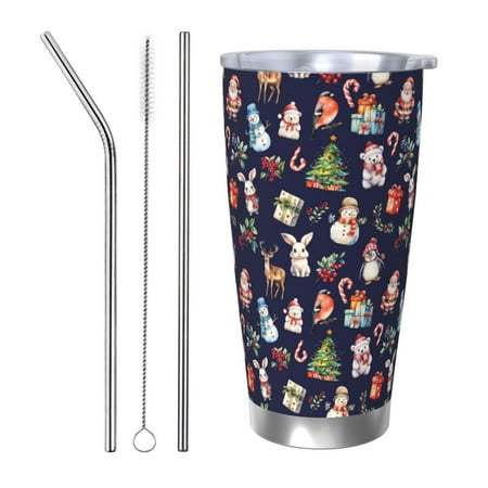 

Goofa Christmas Critters Delight for 20 oz Skinny Tumbler Stainless Steel Coffee Mug Slim Vacuum Insulated Travel Cup Car Cup-Straw Three-piece Set
