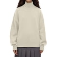 thumbnail image 2 of Pullover Sweaters for Women 2025 Long Sleeve Turtleneck Oversized Plain Basic Knitted Sweater Tops Fall Winter Outfits, 2 of 5