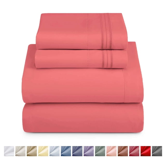 Nestlé Jgo Sábanas Matrim XL, Suaves al Inst., Bolsillo Prof., 4 pzs Microfibra Suave de Lujo, color Arcilla Rosa