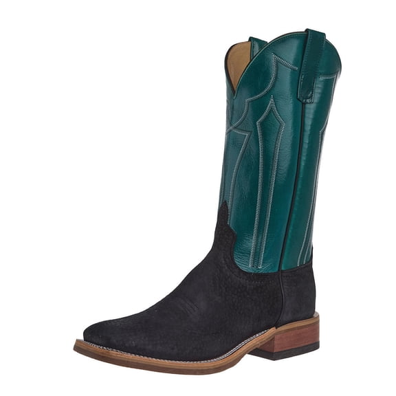 Anderson Bean Men`s AB RR Black Carpincho Vamp 13in Turquoise Calfieno Top Black 10.5 D