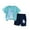 Blue, variant on Fengyings Boys 2Pcs Summer Outfits Short Sleeve T-Shirt Tops Elastic Waistband Shorts Set Toddler Clothes