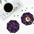 thumbnail image 4 of Naloa Purple Butterfly Leather Coasters for Drinks, Durable Drink Coasters 4 Set for Tabletop Protection, Luxurious Home Décor and Housewarming Gift ( {designName})Octagon, 4 of 6