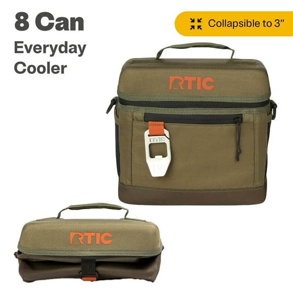 RTIC 8 Can Everyday Cooler, Insulated Soft Cooler with Collapsible Design, Olive