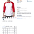 thumbnail image 5 of Playera de béisbol raglán Champion para hombre, blanca/escarlata, mediana, 5 of 5