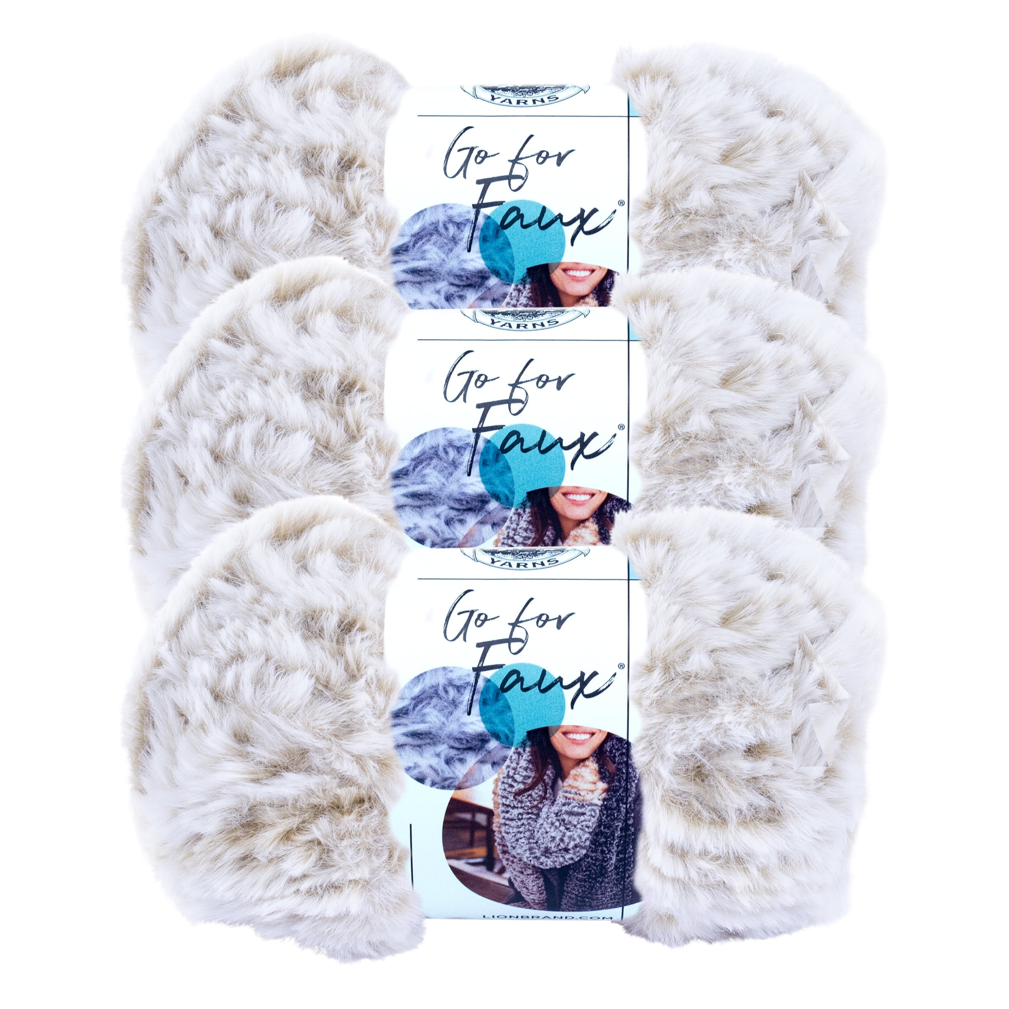 Lion Brand Yarn Go for Faux Blonde Elk Faux Fur Super Bulky Polyester