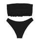 thumbnail image 3 of Traje de baño de bikini bandeau para mujer con hombros descubiertos y cintura alta XBTCLXEBCO Negro, M, 3 of 6
