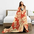 thumbnail image 4 of LNWH Orange Hawaiian Print Art Pattern Throw Blanket, Fluffy Soft Cozy Bed Flange Plush Blankets, 40"x30", 4 of 8