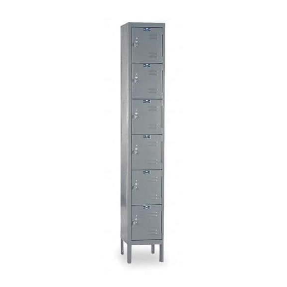 Box Locker, 12 in W, 15 in D, 78 in H, (1) Wide, (6) Tier, Dark Gray