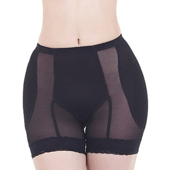 Women's Padded Shapewear Shorts Hip Padding Lifter Panties Mesh Body Shaper Shorts Shapewear(BLACK M)