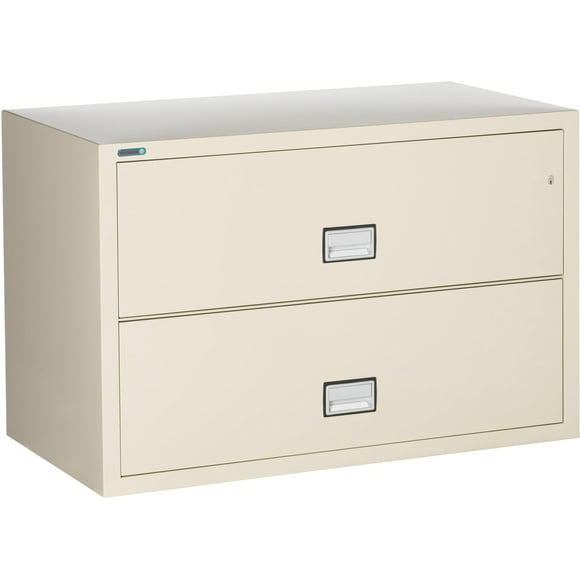 PHOENIX SAFE Lateral 44 inch 2-Drawer Fireproof File Cabinet with Key Lock, Water Seal, Putty, LAT2W44P