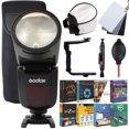 thumbnail image 1 of Godox V1 TTL Li-Ion Tête Ronde Flash Appareil Photo pour Nikon + Diffuseur Flash Universel + Platine Photo Suite 91885 Logiciel + SLR Flash Bracket + Vivitar Universel Portable Numérique Gris Jeu de Cartes + Vivitar Objectif Stylo de Nettoyage + Ventilateur de Poussière, 1 of 10