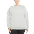 thumbnail image 4 of Danskin Womens Front Kangaroo Pocket Oversized Crewneck With Pocket,Light Grey Heather,Large, 4 of 4