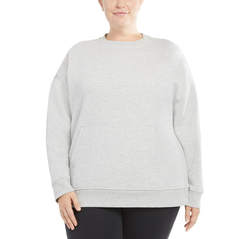 Danskin Womens Front Kangaroo Pocket Oversized Crewneck With